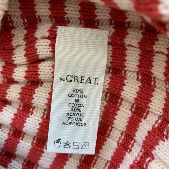 The GREAT. Mini Striped Shrunken Pullover *Scarlet Stripe* - Picture 11 of 12